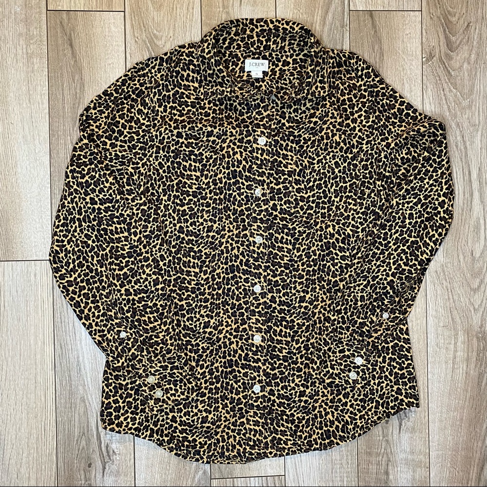 J. Crew Button Down Cheetah Print Blouse